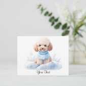 Wasserfarbenminiatur Apricot Poodle Welpenhund Postkarte (Stehend Vorderseite)