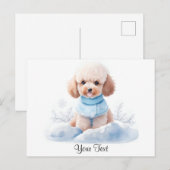 Wasserfarbenminiatur Apricot Poodle Welpenhund Postkarte (Vorne/Hinten)
