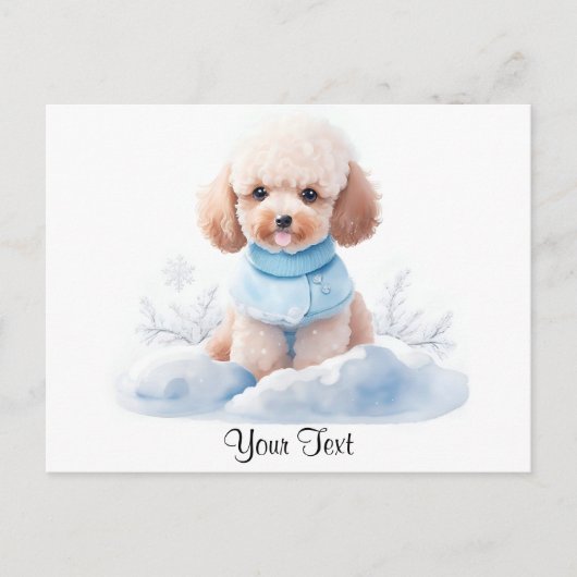 Wasserfarbenminiatur Apricot Poodle Welpenhund Postkarte (Vorderseite)
