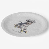Wasserfarbenminiatur Schnauzer Papierplatte Pappteller (Schrägansicht)