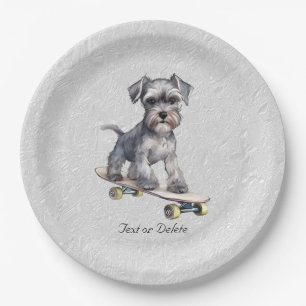 Wasserfarbenminiatur Schnauzer Papierplatte Pappteller