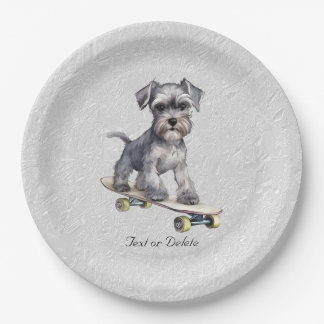 Wasserfarbenminiatur Schnauzer Papierplatte Pappteller