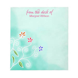 Wasserfarbenminze mit Whimsical-Blume Notepad Notizblock