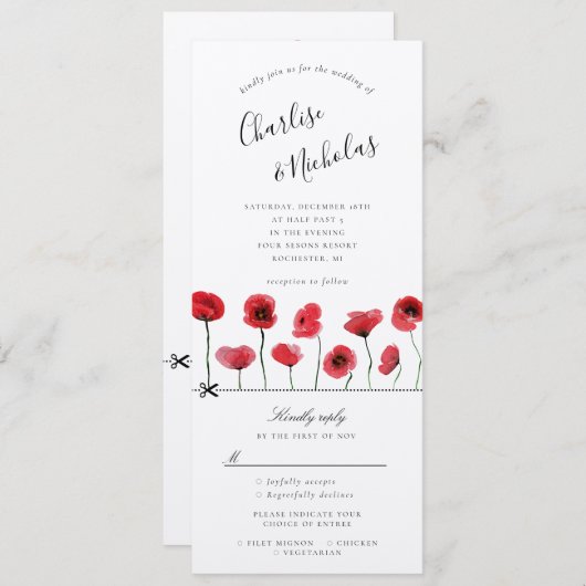 Wasserfarbenmohn Einladung w uAwg angefügt (Vorne/Hinten)