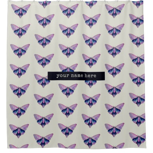 Wasserfarbenmotte | INDIVIDUELLE NAME Duschvorhang (Vorderseite)