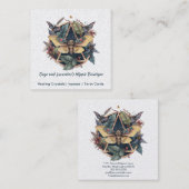 Wasserfarbenmotte und Blume Geometrisch Quadratische Visitenkarte (Vorne/Hinten)