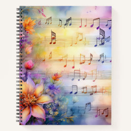 WASSERFARBENMUSIK MIT FARBEN BLUME NOTIZBLOCK