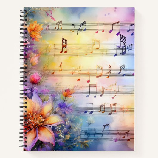 WASSERFARBENMUSIK MIT FARBEN BLUME NOTIZBLOCK (Vorderseite)