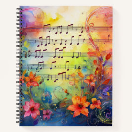 WASSERFARBENMUSIK MIT FARBEN BLUME NOTIZBLOCK