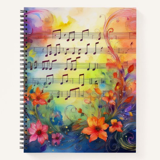 WASSERFARBENMUSIK MIT FARBEN BLUME NOTIZBLOCK (Vorderseite)