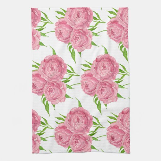 Wasserfarbenmuster aus Peony-Bouquet Geschirrtuch (Vertikal)