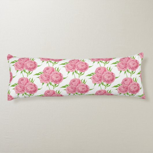 Wasserfarbenmuster aus Peony-Bouquet Seitenschläferkissen (Rückseite)