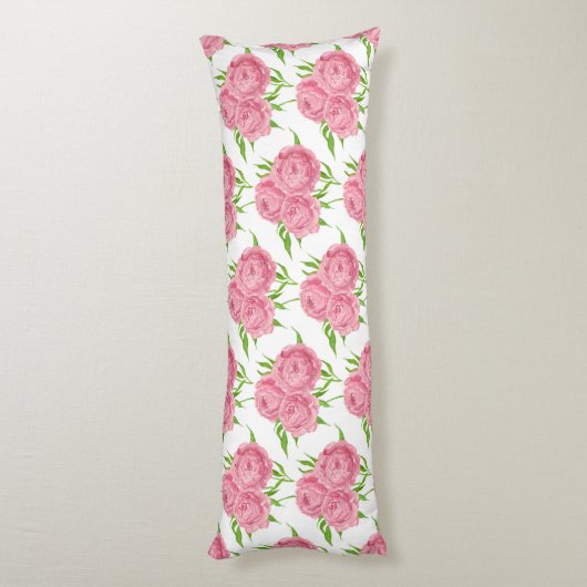 Wasserfarbenmuster aus Peony-Bouquet Seitenschläferkissen (Rückseite (Vertikal))