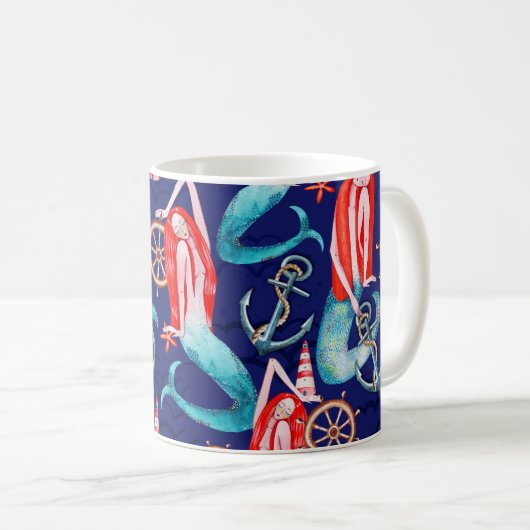 Wasserfarbenmuster Meer Kaffeetasse (VorderseiteRechts)