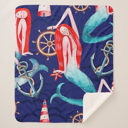 Wasserfarbenmuster Meer Sherpadecke (Vorderseite)