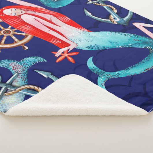 Wasserfarbenmuster Meer Sherpadecke (3/4)