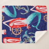 Wasserfarbenmuster Meer Sherpadecke (Vorderseite (Horizontal))