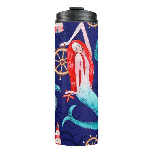 Wasserfarbenmuster Meer Thermosbecher (Vorderseite)
