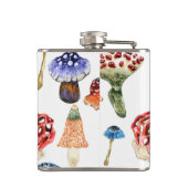 Wasserfarbenmuster mit bunten Pilzen Flachmann (Rückseite)