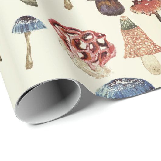 Wasserfarbenmuster mit bunten Pilzen Geschenkpapier (Rolleneckpunkt)