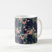 Wasserfarbenmuster Pfau auf einer Baumkirsche,Blum Kaffeetasse (VorderseiteRechts)