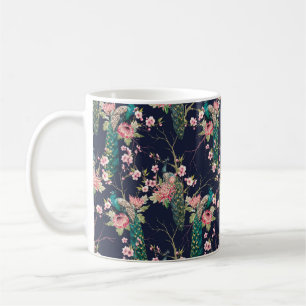 Wasserfarbenmuster Pfau auf einer Baumkirsche,Blum Kaffeetasse