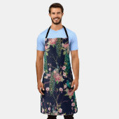 Wasserfarbenmuster Pfau auf einer Baumkirsche,Blum Schürze (Getragen)