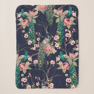 Wasserfarbenmuster Pfau auf einer Baumkirsche,Blum Sherpadecke