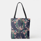 Wasserfarbenmuster Pfau auf einer Baumkirsche,Blum Tasche (Rückseite)
