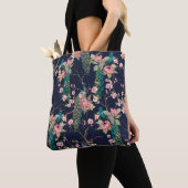 Wasserfarbenmuster Pfau auf einer Baumkirsche,Blum Tasche (Von Nahem)