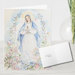 Wasserfarbenmutter Mary Religious Katholic Floral Feiertagskarte