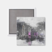 Wasserfarbennacht Katar Magnet (Vorderseite/Rückseite)