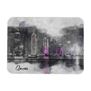 Wasserfarbennacht Katar Magnet