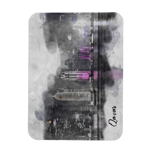 Wasserfarbennacht Katar Magnet (Vertikal)