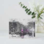 Wasserfarbennacht Katar Postkarte - arabischer Url (Stehend Vorderseite)