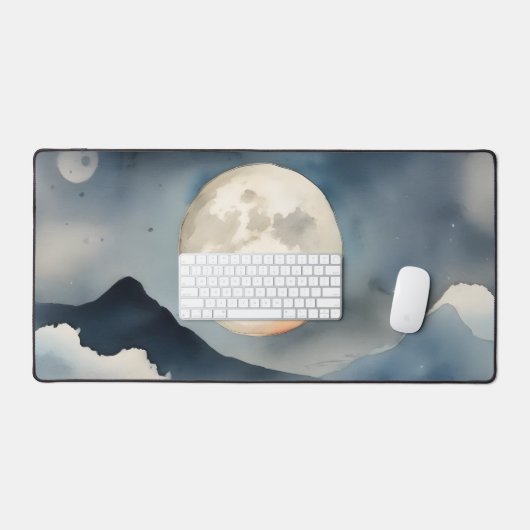 Wasserfarbennacht Mouse Desk Pad Schreibtischunterlage (Tastatur & Maus)