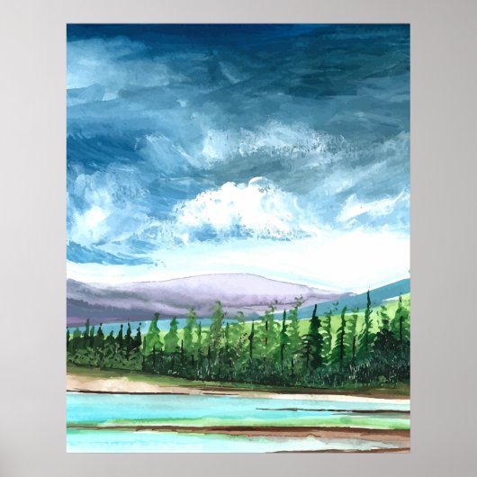 WasserfarbenNatur-Poster Poster (Vorne)