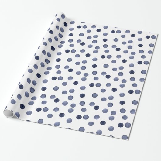 Wasserfarbennavy runcles polka Punkt Hand gezogen, Geschenkpapier (Ungerollt)