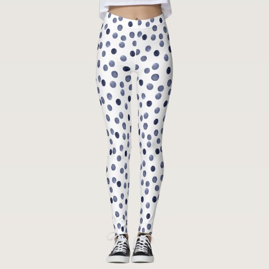 Wasserfarbennavy runcles polka Punkt Hand gezogen, Leggings (Vorderseite)
