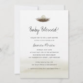 Wasserfarbenneutrale Vogelnest-Babydusche Einladung (Vorderseite)