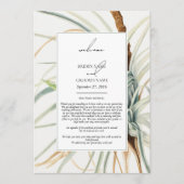 Wasserfarbenneutraler Boho Hochzeitspaar Programm (Vorderseite)