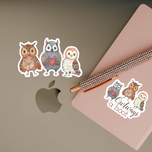 Wasserfarbenöfeln Owlways a Hoot Aufkleber