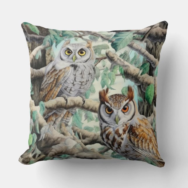 Wasserfarbenöle in Bäumen Kissen (Vorderseite)