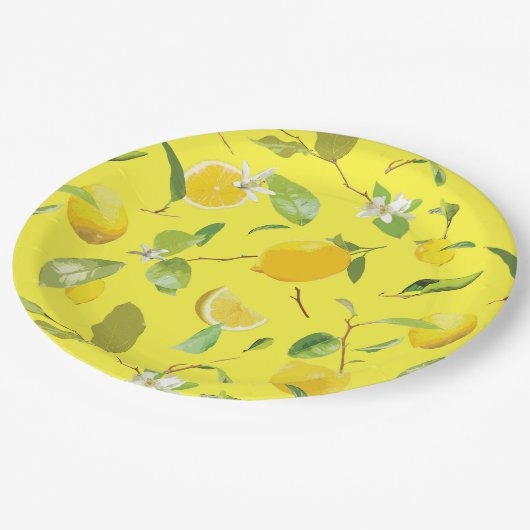 Wasserfarbenöle und Blätter 4 Pappteller (Schrägansicht)