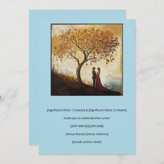 Wasserfarbenpaar im Stil des 16. Jahrhunderts in L Einladung (Vorne/Hinten)