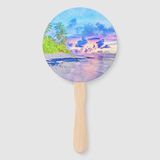 Wasserfarbenpalm Beach Sunset Fächer (Rückseite)