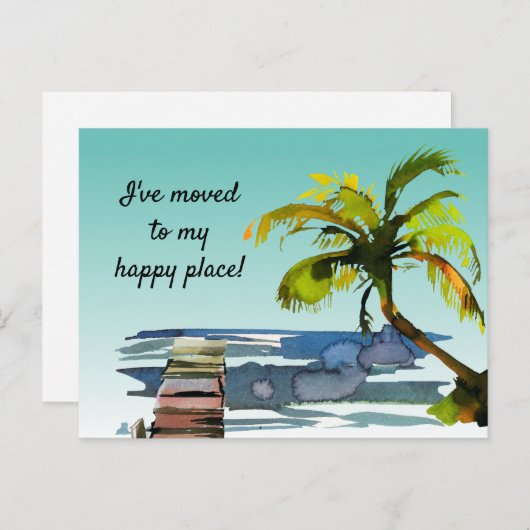 Wasserfarbenpalme an meinem glücklichen Ort Ankündigungspostkarte (Vorne/Hinten)