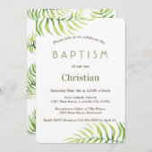 Wasserfarbenpalme Blätter Beach Boy Taufe einladen Einladung (Vorne/Hinten)