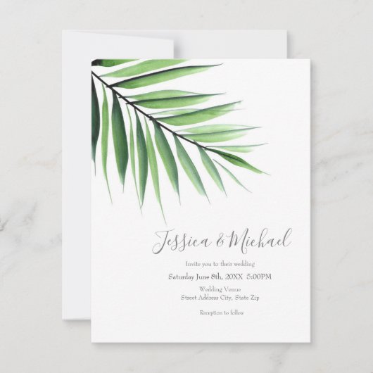Wasserfarbenpalme Einladung (Vorderseite)