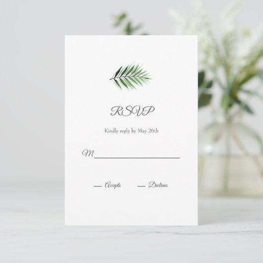 Wasserfarbenpalme RSVP Karte (Stehend Vorderseite)